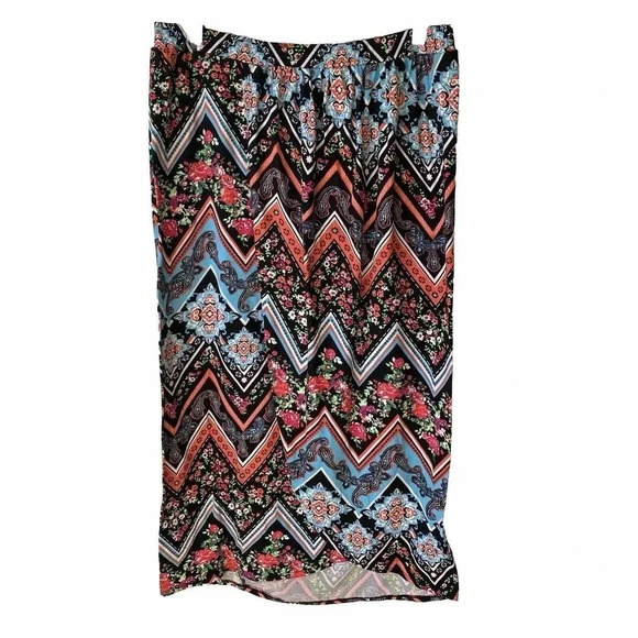 NWT Bobbie Brooks Wrap Midi Skirt Floral Beach Summer Women L Stretch Casual - Picture 1 of 6